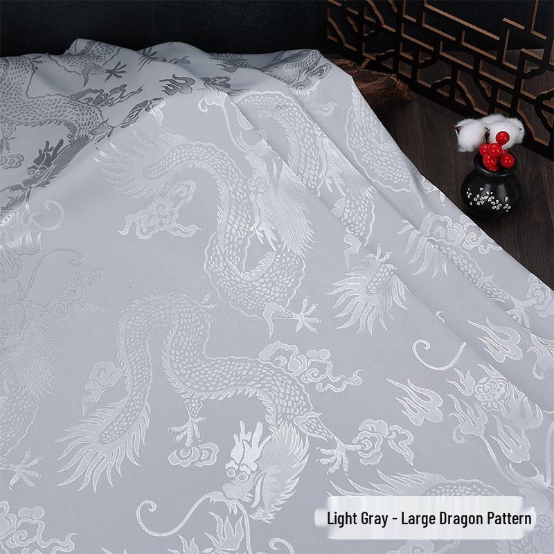 Phoenix Dragon Jacquard Silk Satin Fabric for Hanfu and Tang Suit Costumes