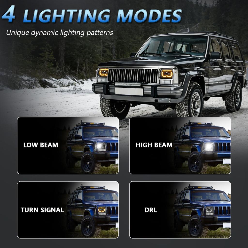 7x6 5x7 Inch LED Headlights, High Low Beam with DRL and Turn Signal, 2PCS Rectangular Headlamps for Cars, Motorcycles
