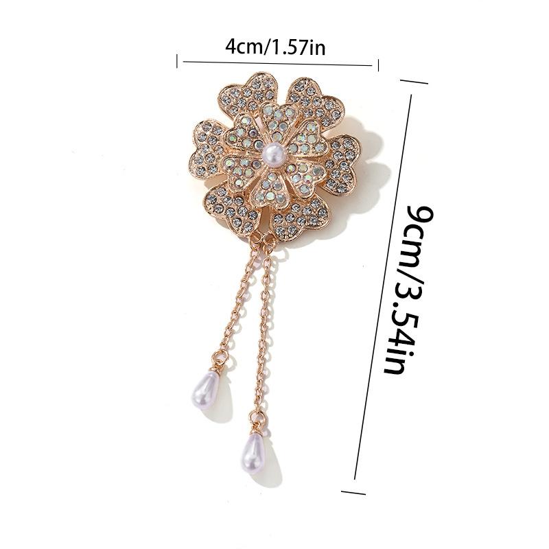Elegant Alloy Butterfly Brooch with Rhinestone Flowers and Tassel for Women's Balls
