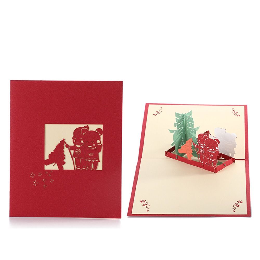 

3D Pop Up New Year Greeting Card Handmade Blessing Card Postcard Thank You Card Chinese New Year 01