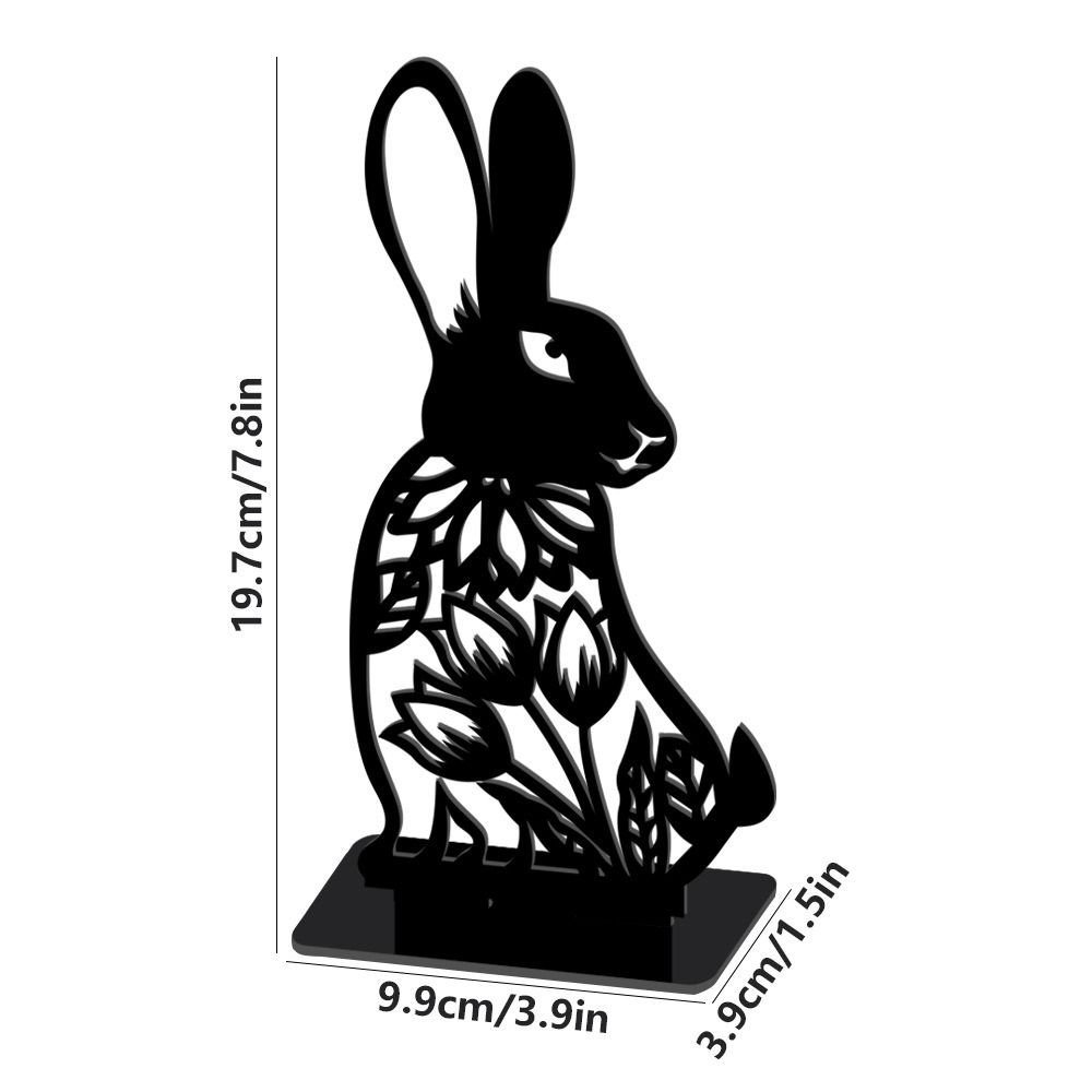 Cartoon Rabbit Easter Decorative Figurines Easter Egg Black Desktop Ornament Acrylic Accessories Hollow Carving Decoration