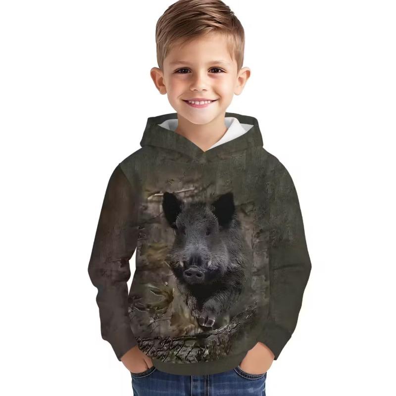 Felpe da Caccia al Cervo per Ragazzi Animali Mimetismo Outdoor Stampa Completa 3D Primavera Autunno Vestiti per Bambini Semplice Casual Felpa Top