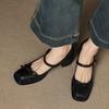 Fashion Butterfly-knot Elegant Shallow Mouth Women Pumps 2025 Mary Jane Fashion Square Toe Metal Buckle Thick Heel Dress Ladies Footwear