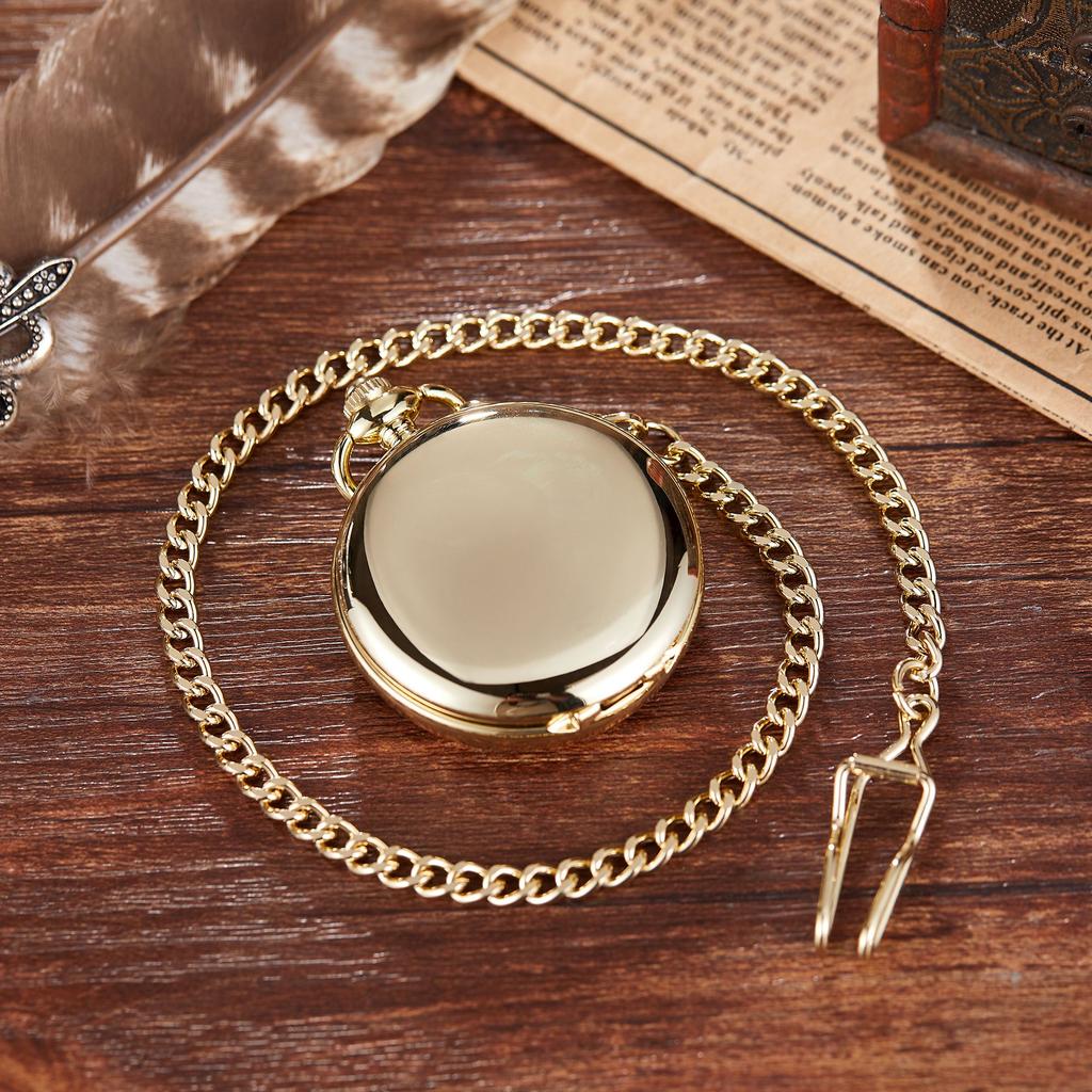 Gorben Classic Smooth Surface Mechanical Pocket Watch with Chain Xmas Birthday Wedding Father Day Gift