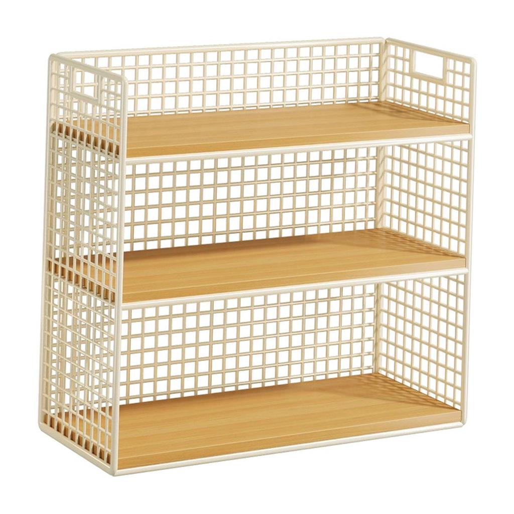Multifunctional Rustic Wooden Desk Storage Shelf for Bedroom
