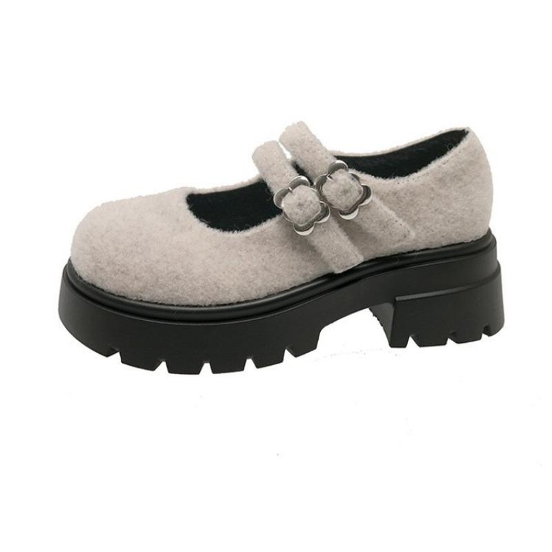 

Осень новые туфли Мэри Джейн на платформе с круглым носком из замши с двойной пряжкой студенческие JK кожаные туфли 40