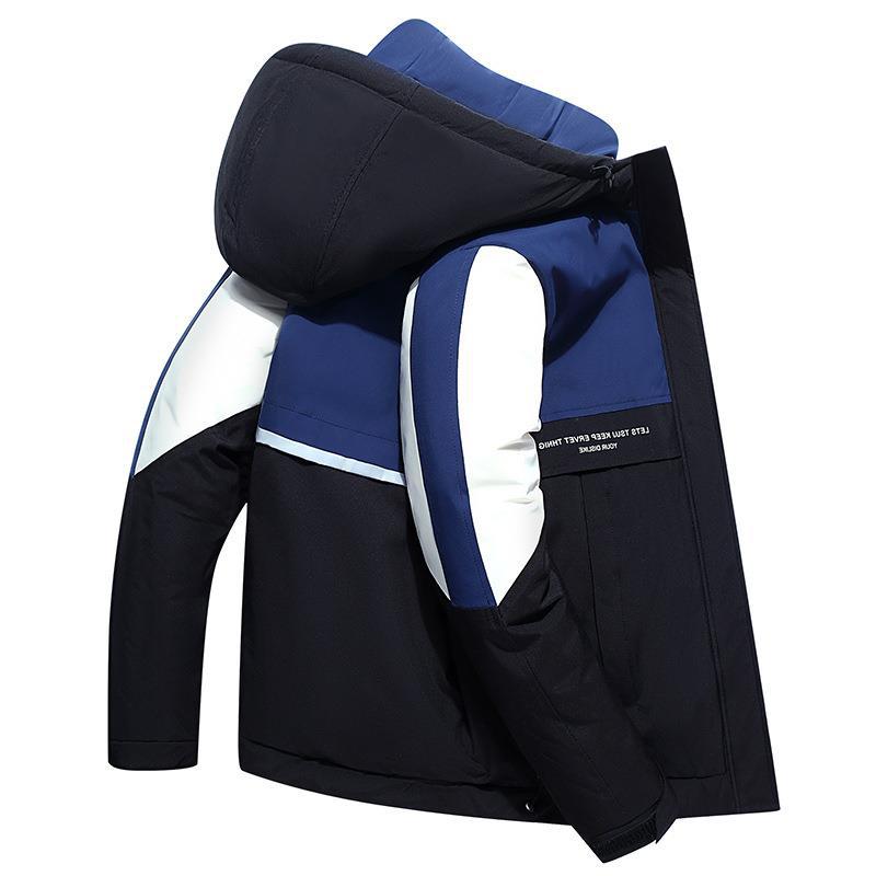 Men's Down Jacket Winter Korean Slim Warm Color Matching Casual Coat Men