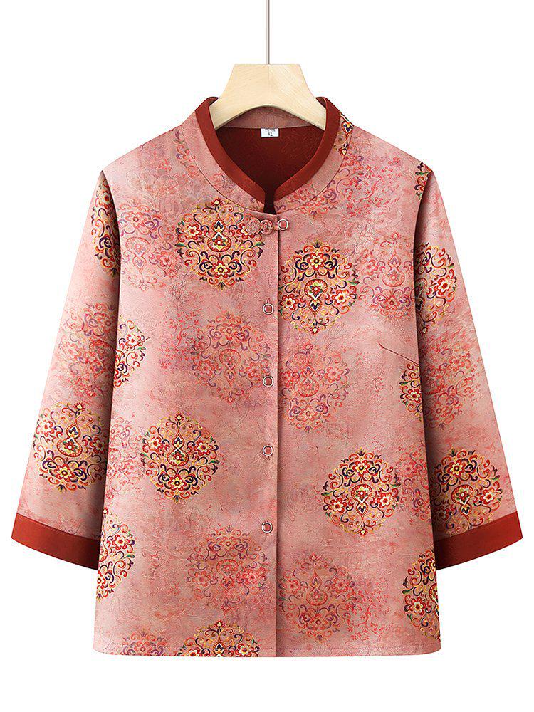 

Stylish Chinese Style Stand Collar Printed Shirt for Men and Women 5XL (suggested 150-165 jin) красный