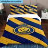 3pcs Al-Nassr Football Club Crest Printed Bedding Set Duvet Cover Closure Includes 1 Duvet Cover & 2 Pillowcases Bedding Sets Home Decor Gifts