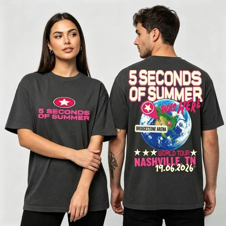 5SOS Everyone's A Star World Tour 2026 T-Shirt 5 Seconds of Summer Double Sided Tour Dates Print Graphic Tee Streetwear Tops