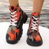 Fashion Autumn/Winter New Platform Modern Ankle Boot Women Round Toe Printed Lace-up Thick Bottom Motorcycle Boots Gothic Shoes