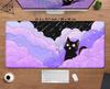 Cute Black Cats Mouse Pad Cartoon Art Design Gaming Accessories Purple Clouds Mouse Mat Gamer HD Printing Computer Desk Mousepad
