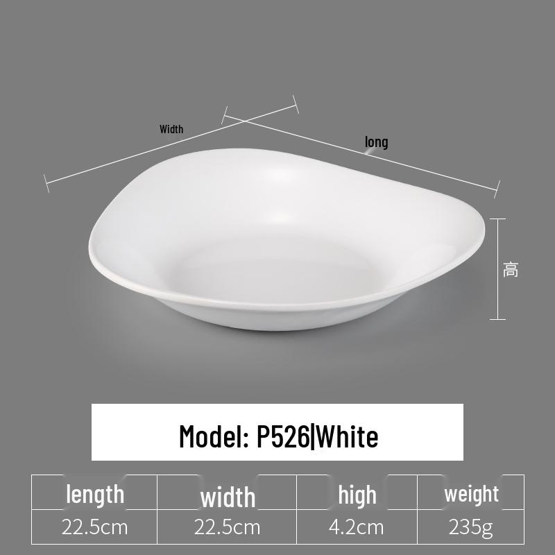 Irregular Shaped White Melamine Plates for Hotel & Restaurant - Porcelain Imitation Cold Dish Saucers