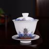 Court Style Cloisonné Enamel Sancai Gaiwan Ceramic Kung Fu Tea Set with Handmade Filigree Pahua Brewing Bowl