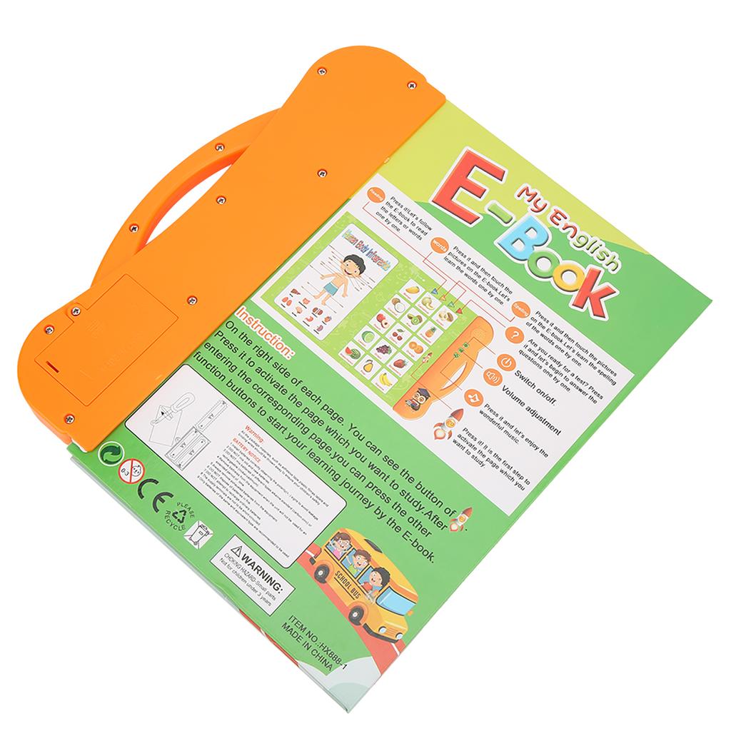 Kid English E Book Electronic Sound Book Educational Toy Reading Machine With Learning Pen(Orange )