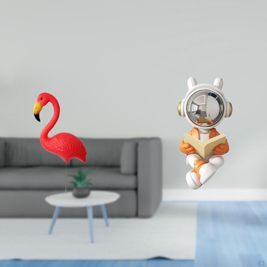 Flamingo Astronaut Garden Sculpture Figurine Statue Ornament for Holiday Spring Backyard Fairy