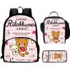Strawberry Bear School Bag High Definition Printing Multi-Function Oxford Lightweight Backpack