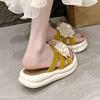 Sweet Flower Cross with Open Toe Slippers Women's Summer Out 2025 New Korean Version of Super Fairy Height-enhancing Cool Slippers