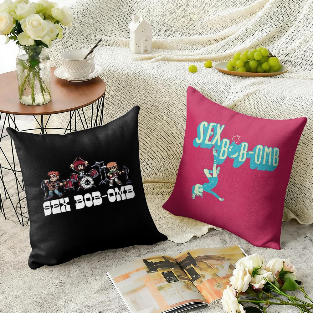 Cartoon S-Scott P-Pilgrim Cushion Cover Natural Linen Organic Fabric Double-Sided Printing Sofa Home Decor Gift Pillow Case