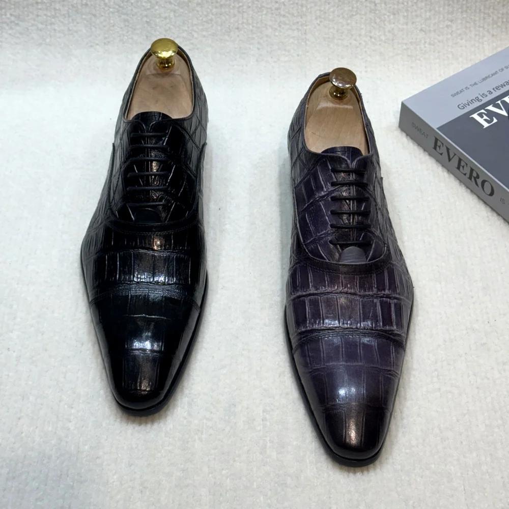 Fashion Men's Genuine Leather Oxford Dress Shoes Classic Wingtip Lace-Up Formal Shoes for Wedding Party Business Office