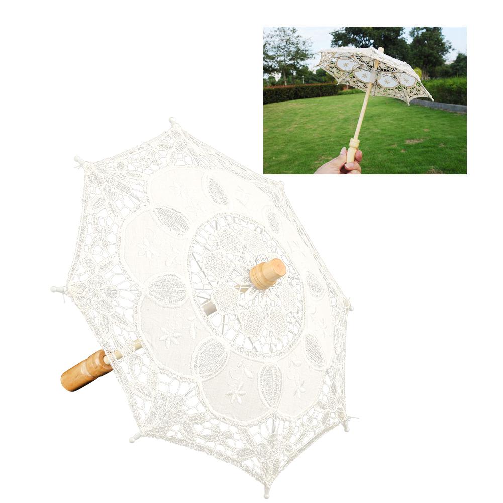 Lindo guarda-chuva artesanal tamanho pequeno palco desempenho renda guarda-chuva decoração de casamento bege pequeno