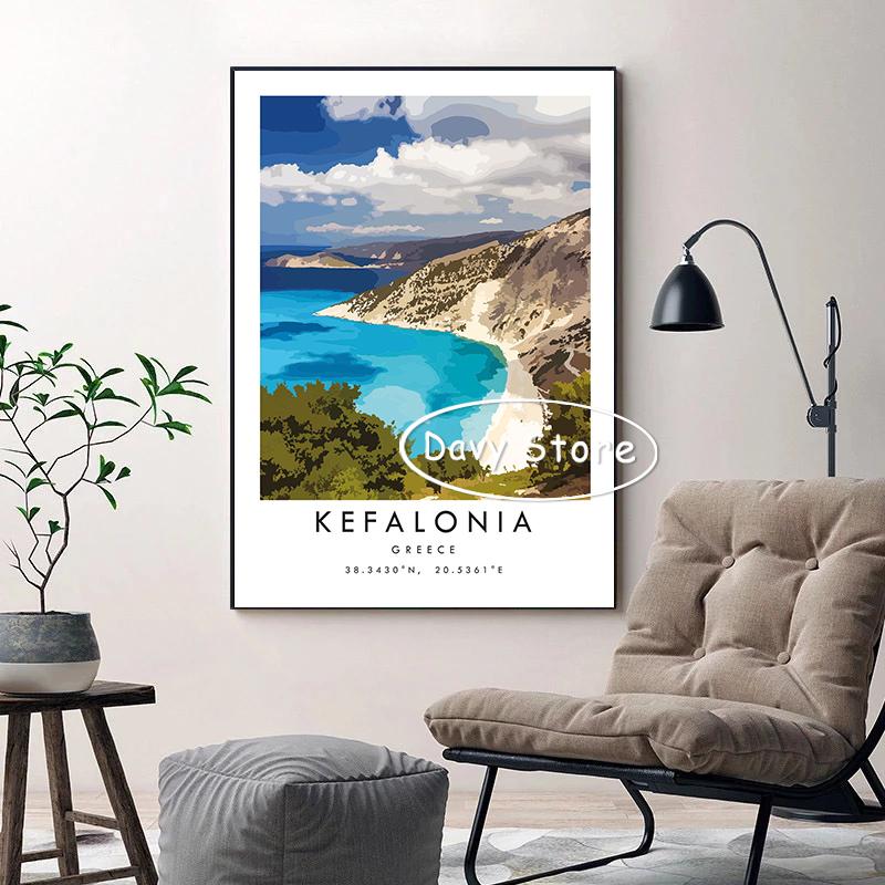 Greece Italy Brazil Spain New York Travel Landscape Poster Print Canvas Painting Wall Art Picture for Living Room Home Decor