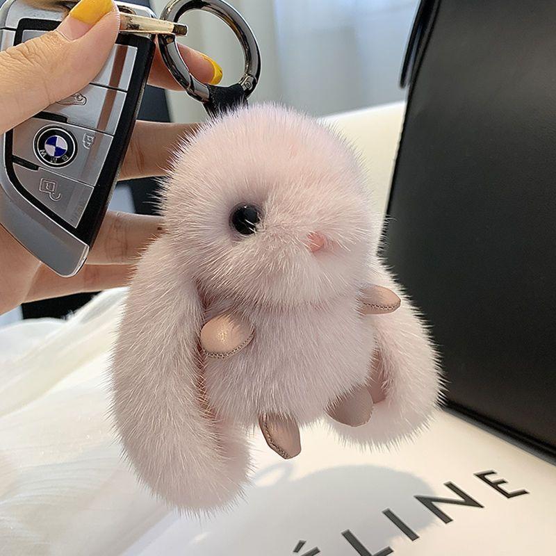Faux Mink Fur Rabbit Plush Keychain Cute Premium Bag Charm Pendant Doll Birthday Gift For Women