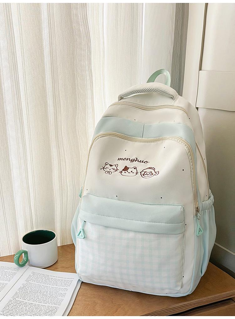 Schoolbag Female Korean Version Ins College Style Middle School Student Lightweight Backpack High Value Plaid Girls Travel Backpack