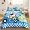 Set Copripiumino Guida di Viaggio Motivo Cartone Animato Percorso Auto Casa Edificio Set Biancheria da Letto Microfibra Tema Viaggio Misura King Copripiumino