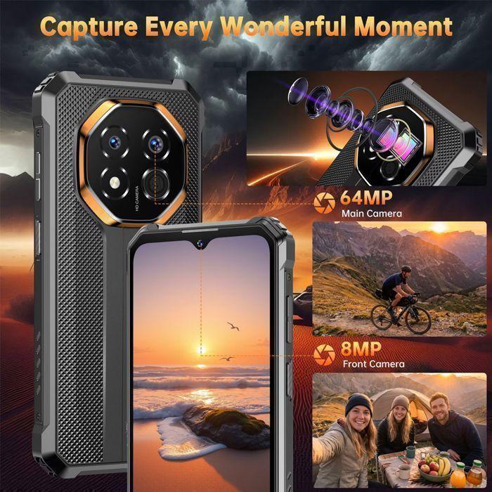 OUKITEL G7 Smartphone Incassable 24GB+256GB 10600mAh 6,52'' Android 16 64MP Telephone Portable Incassable Dual SIM 4G/NFC, Noir - Very Good Condition