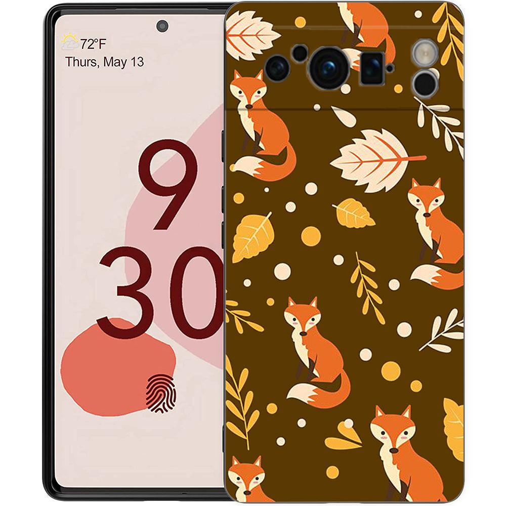 Autumn Leaves Fall Fox Pumpkin Halloween Phone Case For Google Pixel 8 A 7 6 Pro 6A 5G Black Soft Back Cover Silicone TPU Shell