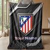 Custom Text Flannel Throw Blanket, Lightweight Cozy Bed Sofa BlanketAtletico Madrid
