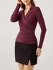 Autumn/Winter Lapel Pleated Long Sleeve Slimming Base Layer Pullover