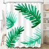 Stylish Green Palm Leaf Shower Curtain Waterproof Bathroom Decor White Polyester Fabric Watercolor Design for Home Bathrooms Spa