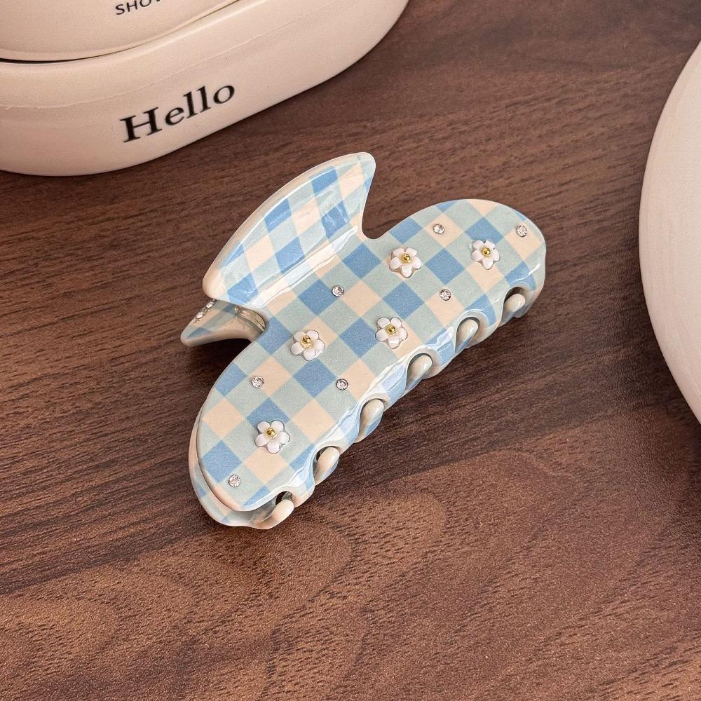 Diamond-Studded Hair Clip Butterfly Shape Shark Clip Fashion Acetate Hair Claw  Back-Head Updos