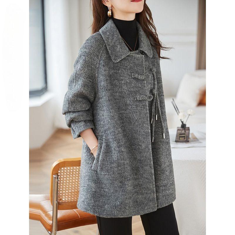 Cappotto di lana elegante e ampio per le donne: Giacca invernale lunga in stile coreano