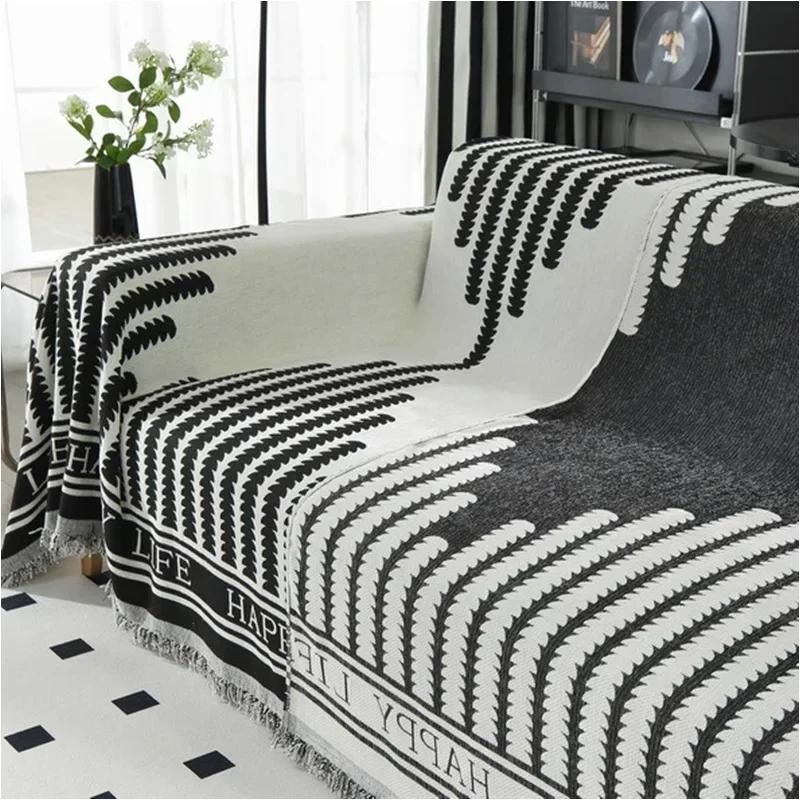 1PC Nordic Chenille Sofa Cover Blanket Office Sofa Nap Large Blanket Leisure Beach Towel White Travel Rug Tassels Home Decor