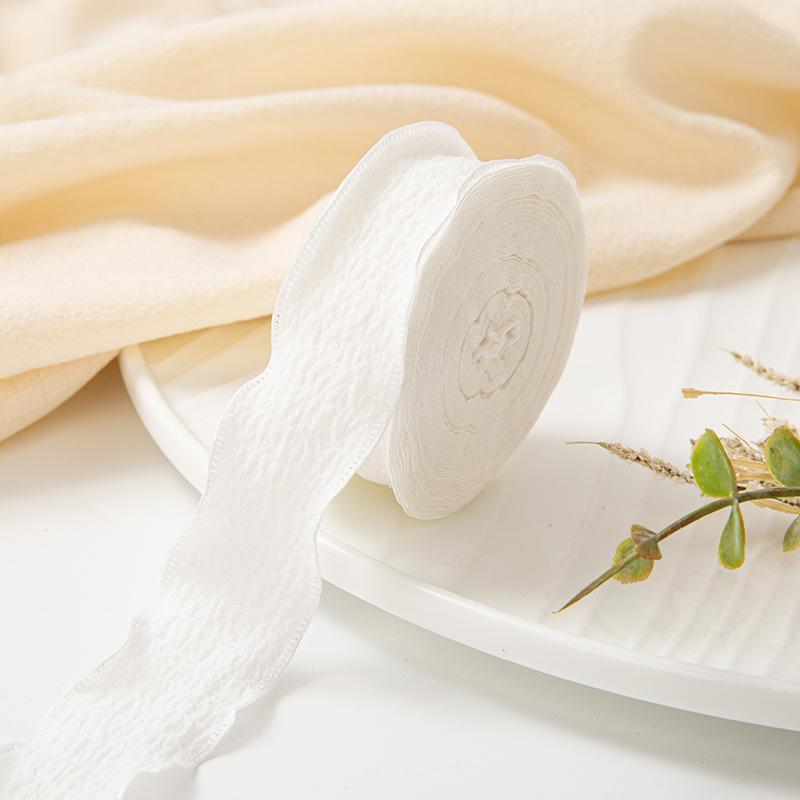 10 Yards Wrinkled Lace Edge Ribbons Flower Packing DIY Bow Hair Accessories Handmade Decoration Fabric Silk Ribbon