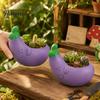 Mini Indoor Plant Pot Cute Eggplant Planter, Resin Small Flower Pot, Funny Purple Vegetable Desktop Decorative Ornament Shape Cactus Container