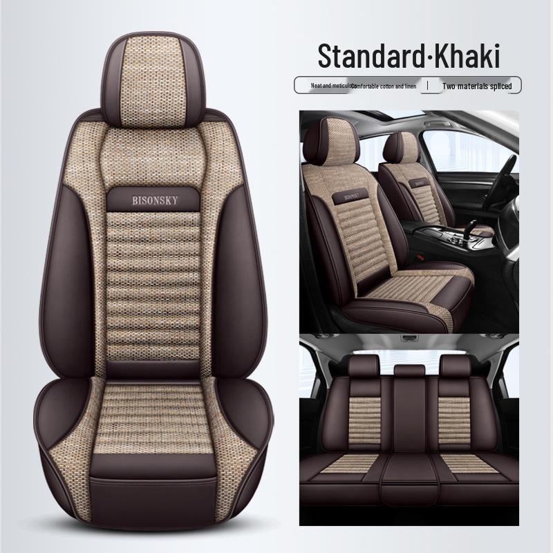 Hyundai Car Seat Cushion Cover for Reina, Elantra, Avante, Verna, Accent - Linen, Fits Five-Seat Models