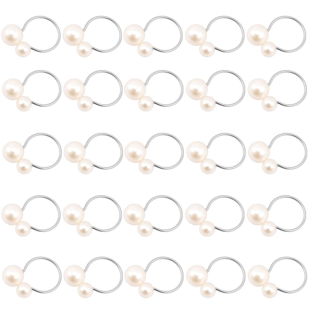 25Pcs Pearl Style Napkin Ring Easy Cleaning Delicate Dinner Serviette Buckle Set for Anniversary Birthday Wedding