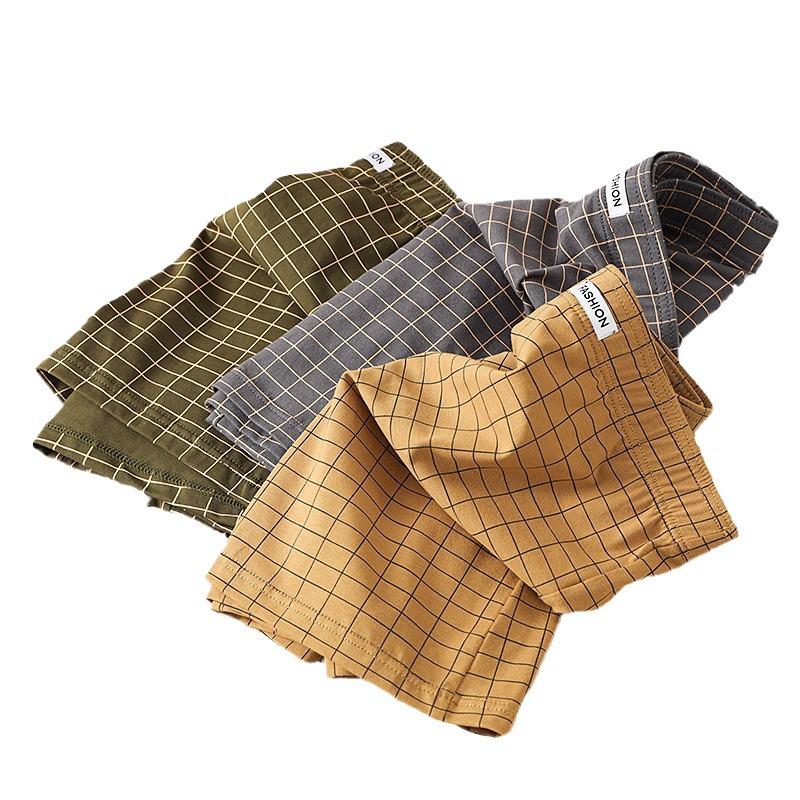 Boxer pentru bărbați în carouri din bumbac pur: Lenjerie confortabilă, lejeră și respirabilă