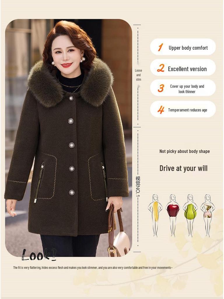 Mink Velvet Coat: New Winter Style for Middle-Aged Women, Plus-Size Woolen Jacket for Autumn and Winter