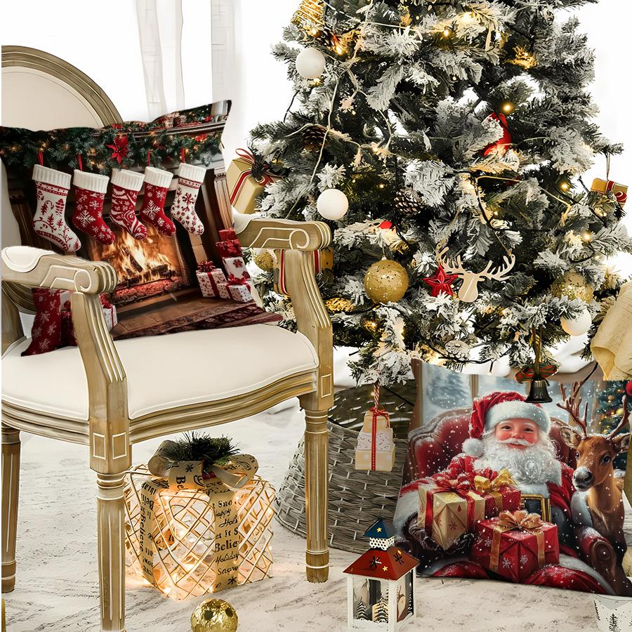 Christmas Polyester Cushion Sofa Decorative Cushion Cover