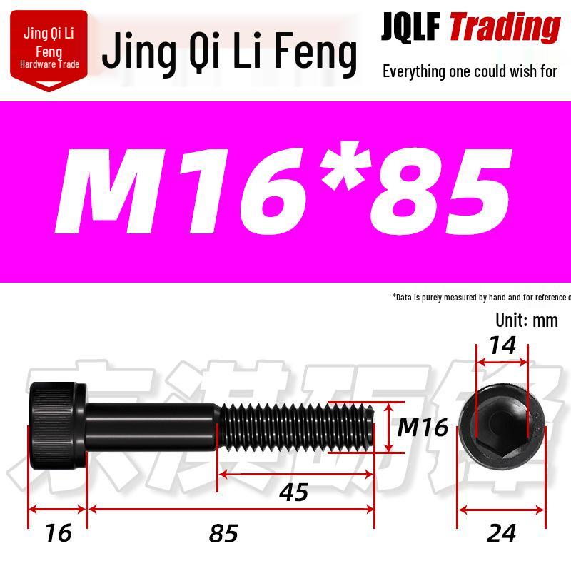 Hex Socket Head Cap Screw, Half Thread, M12-M18, High-Strength, Blackened Cylindrical Head, Knurled Bolt