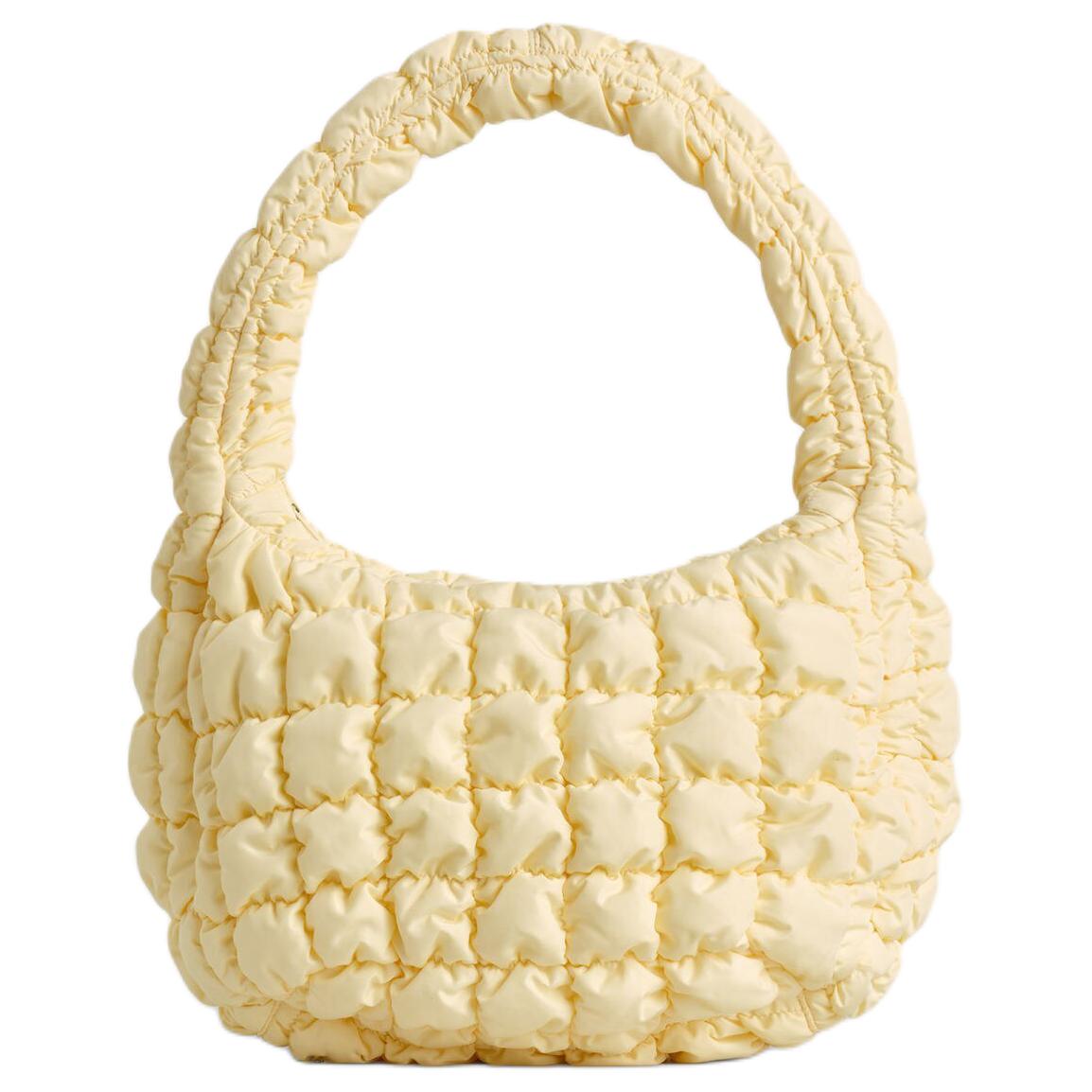 Cos Checkered Quilted Cloud Bag Women Handbag Cream-Yellow 0973537095 Cream Yellow