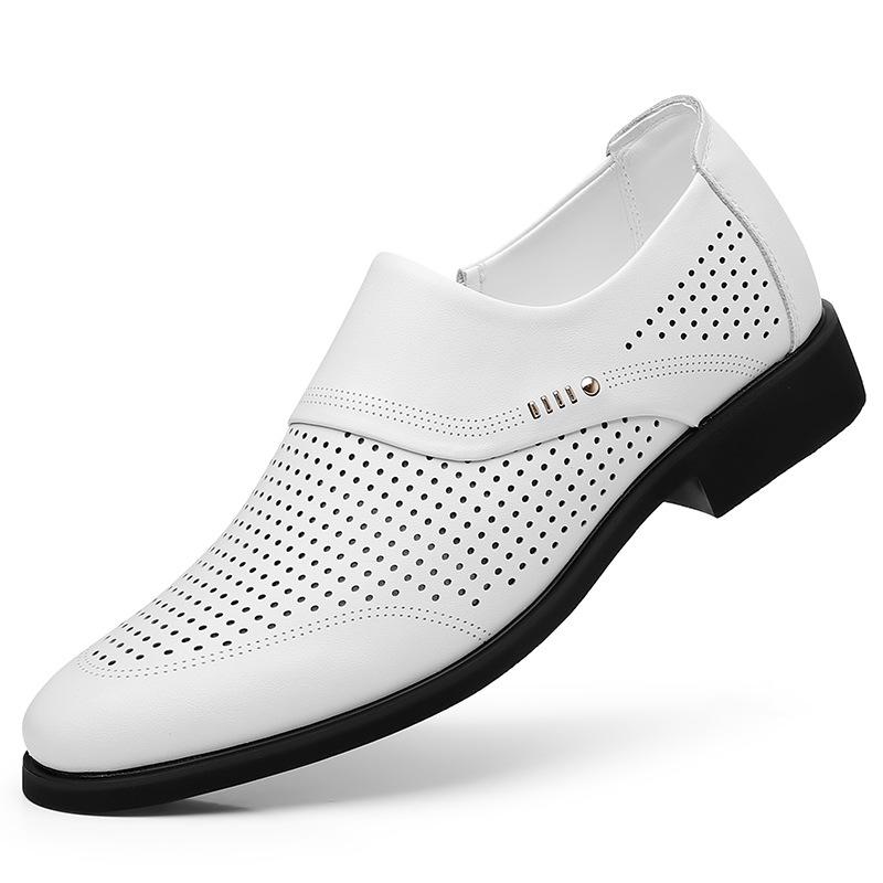 Fashion 2025 Summer Autumn New Leather Shoes for Men Solid Color Fashion Casual Dress Shoes Male Breathable Hallow Designer Shoes Man