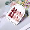 24Pcs Medium Almond Medium Almond Press on Nails Glossy Red Cherry Bow Design False Nails Cute  Acrylic French Y2K Manicure Deco