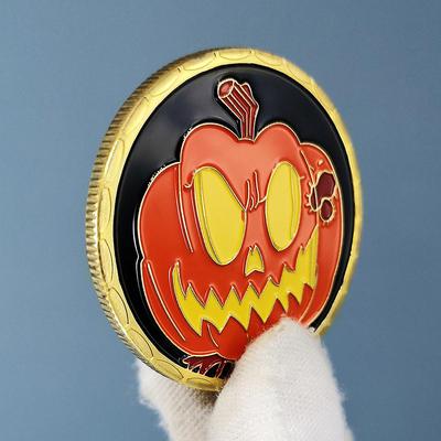 Monety-latarnie z dyni na Halloween, kreatywne metalowe zabawki, świąteczne prezenty dla dzieci, złote i srebrne medale pamiątkowe, odznaki