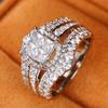 Huitan Wedding Rings for Women 2023 New Full Bling Iced Out Sparking CZ Female Rings Engagement Proposal Bands Fashion Zircon